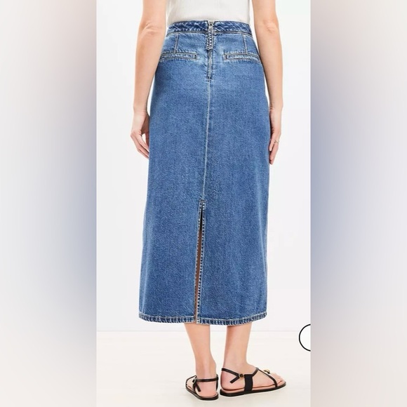 LOFT Petite Denim Patch Pocket Midi Skirt - Picture 3 of 9